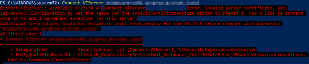 Invalid server certificate
